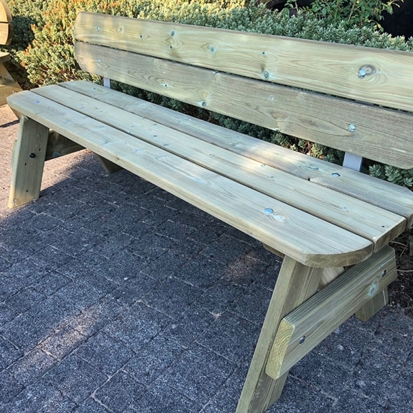 Wooden park bench with a back rest