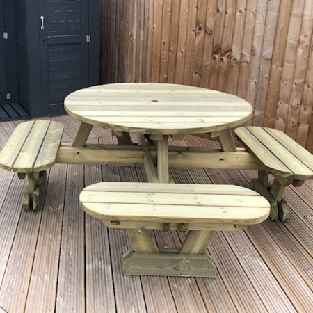 Highland Rounded with Seat Backs Redwood Products Limited Strong Commercial Outdoor Furniture